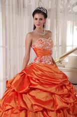 Inexpensive Floor Length Orange Quinceanera Dresses Gowns