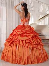 Inexpensive Floor Length Orange Quinceanera Dresses Gowns