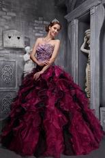 Leopard Print Ruffles Skirt Burgundy Top Designer Quinceanera Dress