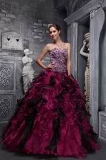 Leopard Print Ruffles Skirt Burgundy Top Designer Quinceanera Dress