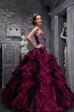 Leopard Print Ruffles Skirt Burgundy Top Designer Quinceanera Dress