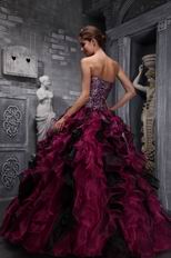 Leopard Print Ruffles Skirt Burgundy Top Designer Quinceanera Dress