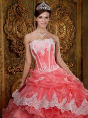 Waltermelon Ruffles Skirt Quinceanera Dress With Applique