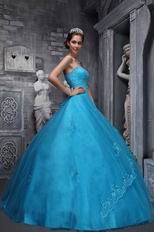 Corset Back Azure Blue Quinceanera Dress For Girl