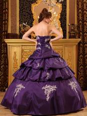 Sweetheart Purple Puffy Quinceanera Dress With Applique