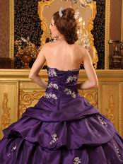 Sweetheart Purple Puffy Quinceanera Dress With Applique