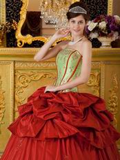 Embroidered Strapless Cardinal Red Quinceanera Puffy Dress