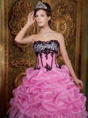 Pink Layers Skirt With Zebra Fabric Quinceanera Dress Cheap