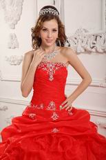 Strapless Scarlet Embroidered Quinceanera Dress In New Jersy