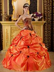 Orange Top 2014 Designer Quinceanera Dress With Embroidery