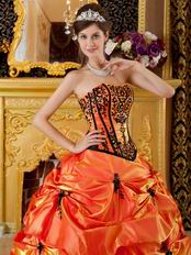 Orange Top 2014 Designer Quinceanera Dress With Embroidery