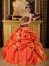 Orange Top 2014 Designer Quinceanera Dress With Embroidery