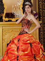 Orange Top 2014 Designer Quinceanera Dress With Embroidery