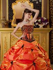 Orange Top 2014 Designer Quinceanera Dress With Embroidery