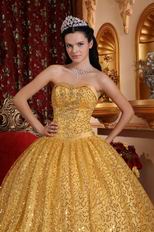 Designer Golden Sequin Strapless Quinceanera Dress In Georgia
