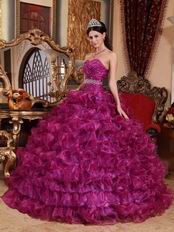 Sweetheart Purple Ruffle Layers Dress To Quinceanera Wear