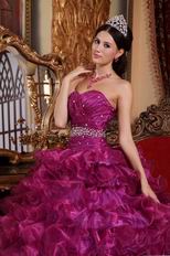 Sweetheart Purple Ruffle Layers Dress To Quinceanera Wear