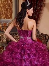 Sweetheart Purple Ruffle Layers Dress To Quinceanera Wear