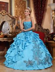 Sky Blue Ruffled Skirt With Sequin Quinceanera Winter Dress