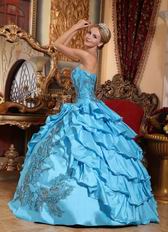 Sky Blue Ruffled Skirt With Sequin Quinceanera Winter Dress