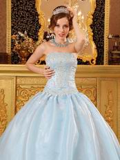 Baby Blue Organza Warm Winter Quinceanera Party Dress