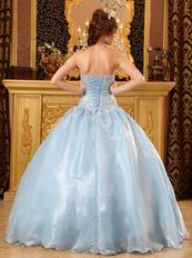 Baby Blue Organza Warm Winter Quinceanera Party Dress