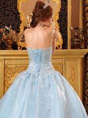 Baby Blue Organza Warm Winter Quinceanera Party Dress