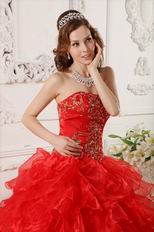 Strapless Layers Skirt Quinceanera Dress With Golden Embroidery