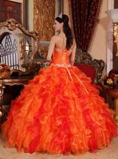 Ruffled Orange Dress Wear To Quinceanera With Applique