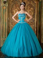 Teal Blue Sweetheart A-line Quinceanera Dress By Designer