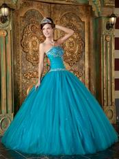 Teal Blue Sweetheart A-line Quinceanera Dress By Designer