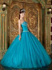 Teal Blue Sweetheart A-line Quinceanera Dress By Designer