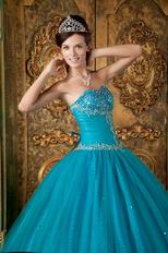 Teal Blue Sweetheart A-line Quinceanera Dress By Designer