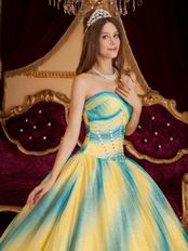 Ombre Contrast Color Chiffon Beautiful Quinceanera Dress