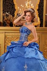 Strapless Embroidered Bottom Cerulean Quinceanera Dress