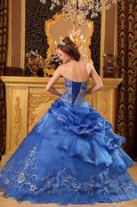 Strapless Embroidered Bottom Cerulean Quinceanera Dress