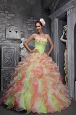 Strapless Multi-color Ruffled Skirt Quinceanera Dress Lovely