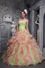 Strapless Multi-color Ruffled Skirt Quinceanera Dress Lovely