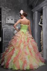 Strapless Multi-color Ruffled Skirt Quinceanera Dress Lovely