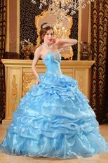 Hand Made Light Blue Dresses For Girl Quinceanera Party