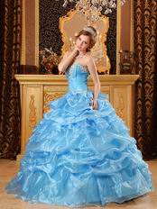 Hand Made Light Blue Dresses For Girl Quinceanera Party