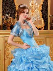 Hand Made Light Blue Dresses For Girl Quinceanera Party