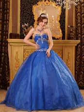 Sweetheart Floor Length Cerulean Blue Quinceanera Ball Gown