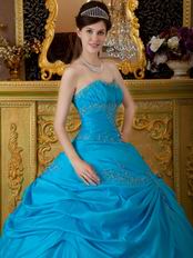 Sweetheart Deep Sky Blue Court Princess Quinceanera Dress