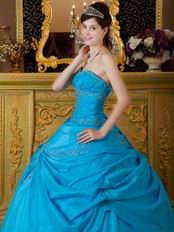 Sweetheart Deep Sky Blue Court Princess Quinceanera Dress