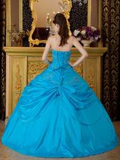 Sweetheart Deep Sky Blue Court Princess Quinceanera Dress