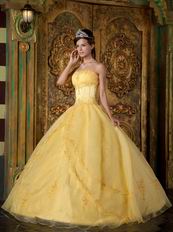 Strapless Yellow Floor Length Skirt Nice Quinceanera Dress