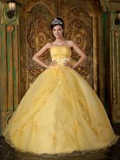 Strapless Yellow Floor Length Skirt Nice Quinceanera Dress