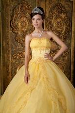 Strapless Yellow Floor Length Skirt Nice Quinceanera Dress