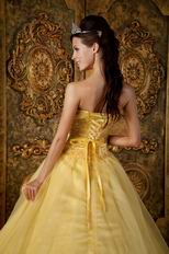 Strapless Yellow Floor Length Skirt Nice Quinceanera Dress